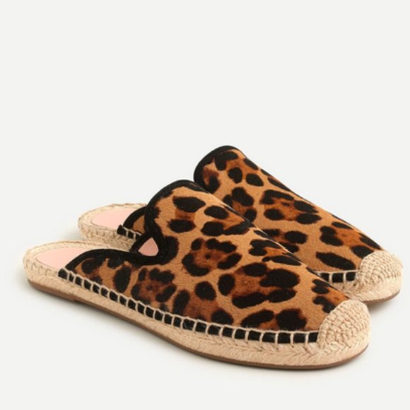 J. Crew Shoes - NWB J.Crew Haircalf Leopard Espadrille Mule